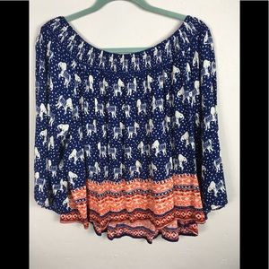 Boho Chic Elephant Rayon Crop Top